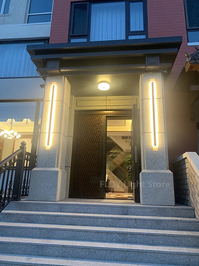 Modern Waterproof outdoor Long Strip LED wall lamps IP65 Aluminum Wall Light Garden porch Sconce Lights 110V 220V wall washer