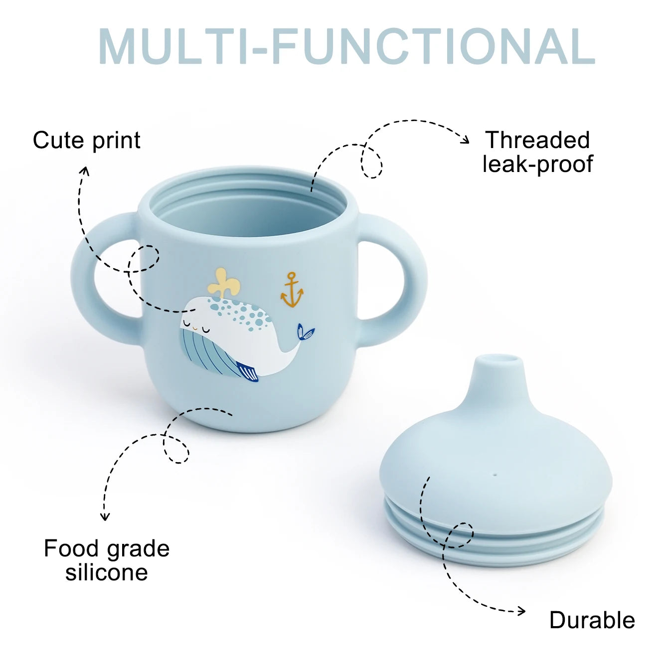 Vaso de Entrenamiento Silicona Cartoon para Bebé | Sin BPA | Con Asa | Lavavajillas 🍼