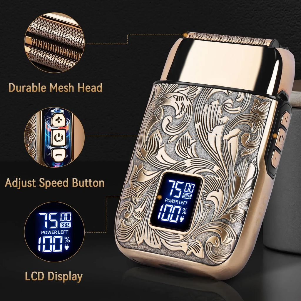 Ufree Close Shaver Electric Foil Shavers for Men, 3-Speed Electric Razor, Bald Head Shavers, Face Shaving Beard Trimmer with LCD