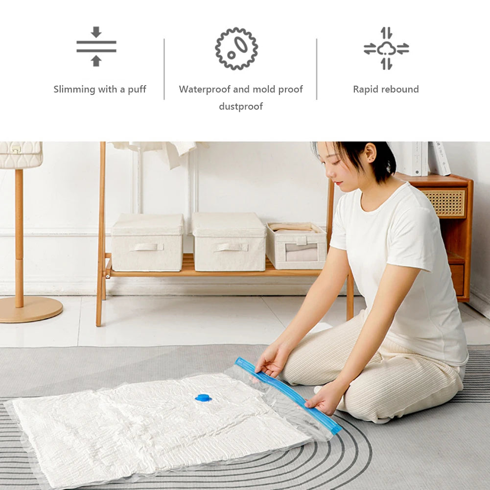 Folding Vacuum Storage Bags | Hand Pump Included | Blankets Clothes Pillows | Space Saving