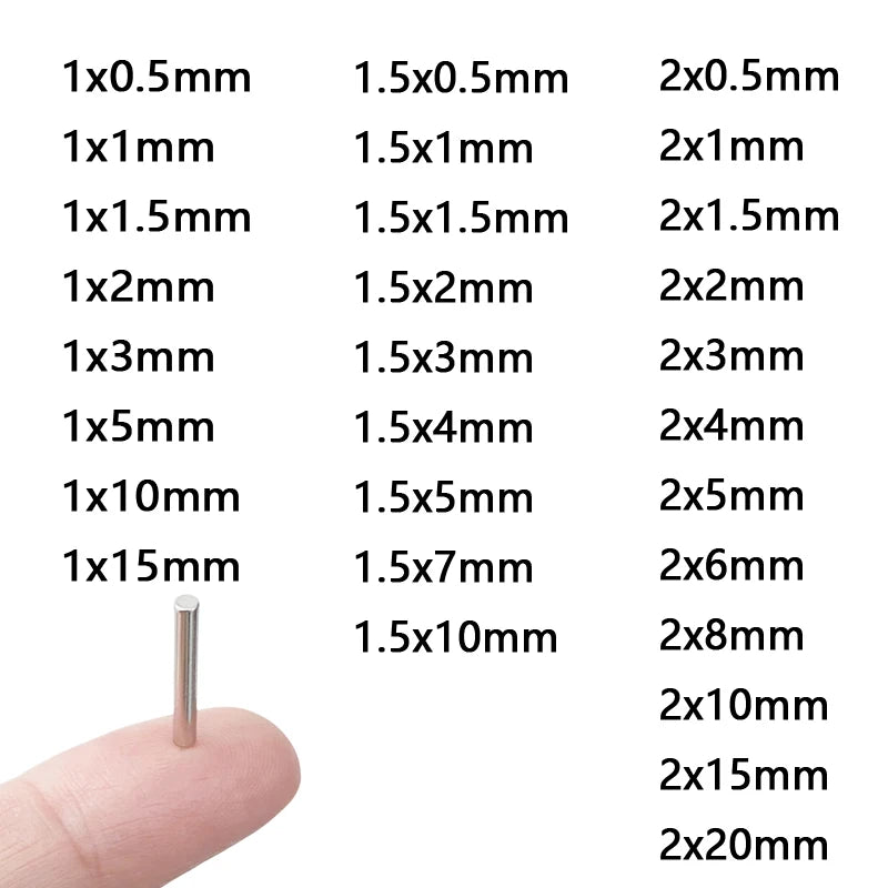Round Micro Magnets 1x0.5 1x1 1x1.5 1x2 1x3 1x5 1x10 1.5x0.5 1.5x1 1.5x1.5 1.5x2 1.5x10 2x10 2x15 2x20 mm refrigerator magnet