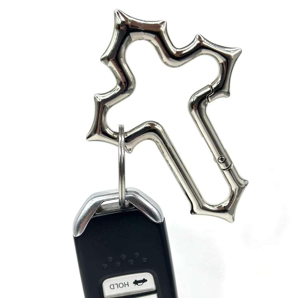 Cross Carabiner Keychain Religious Crucifix Grunge Clasp Key Clip EDC Gift Dad Boyfriend Men Camping Hiking Outdoor Climber