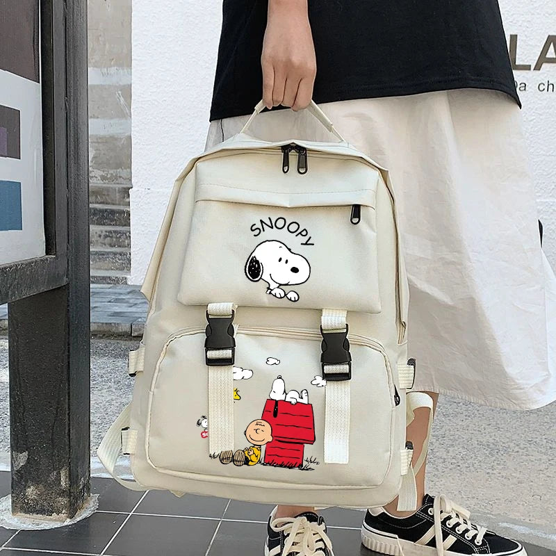 Snoopy Women Backpacks Students Backpack Large Capacity Travel Bag Solid Simple Harajuku Chic Fashion Retro Unisex High Street