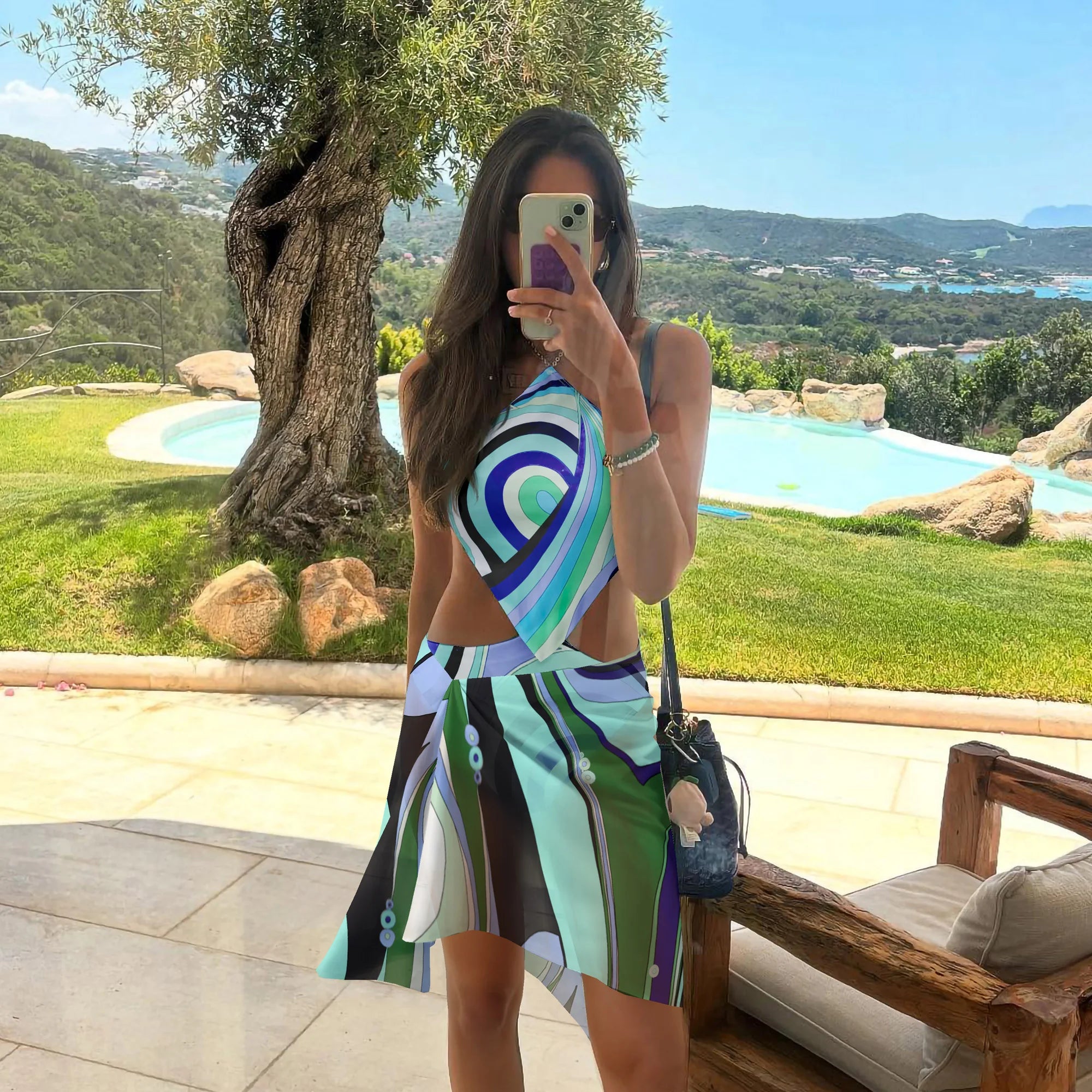 Cut Out Swimsuit Sexy Swimwear Halter Swimsuits Women Print Bathing Suits Swimwear Summer Beachwear Biquini Female