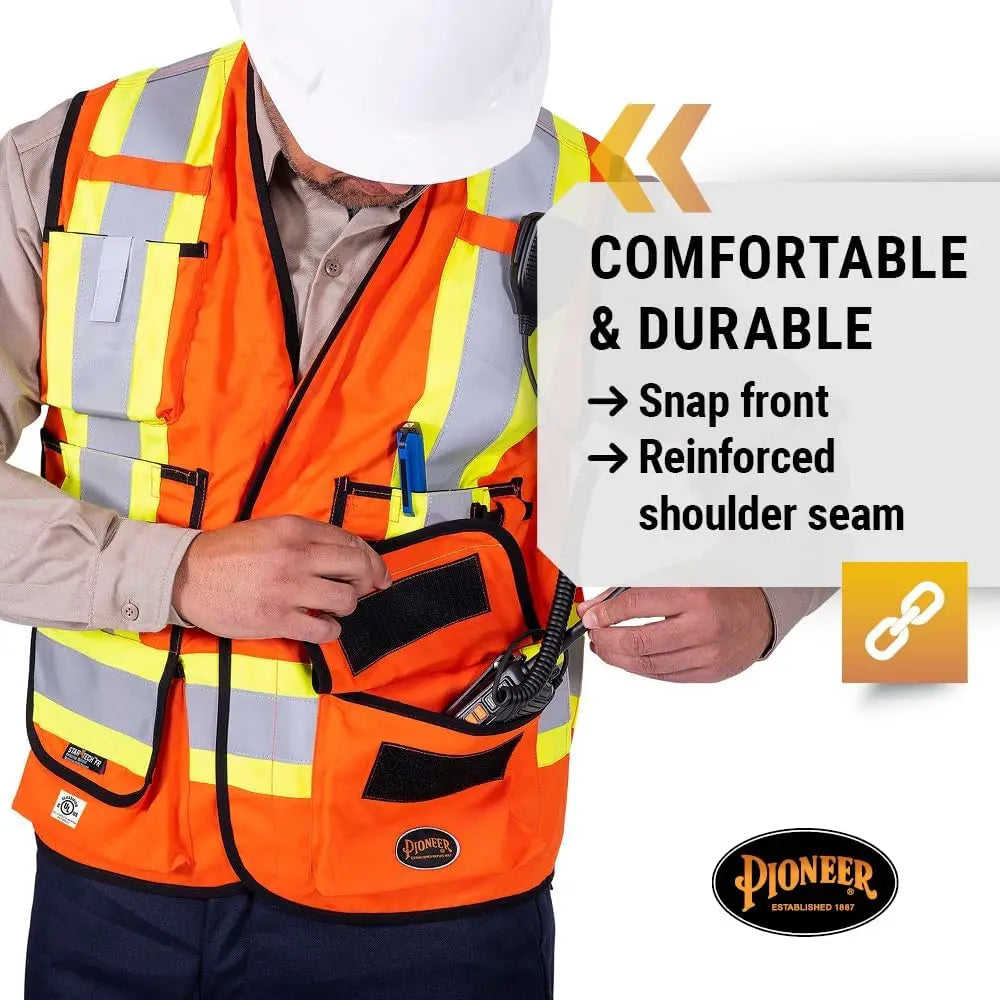 Hi Vis FR Surveyor's Safety Vest - Flame Resistant ARC Rated - Reflective for Men Women