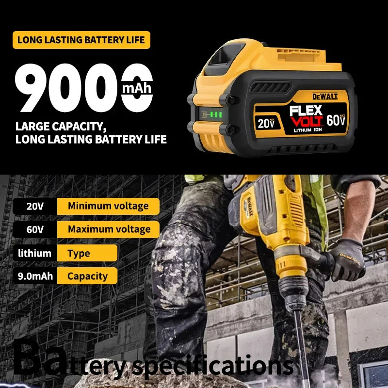 DeWALT Original Battery 20V/60V 6Ah 9Ah MAX FlexVolt for DeWALT DCB606 DCB205 DCB206 DCB209 DCB182 Power Tool