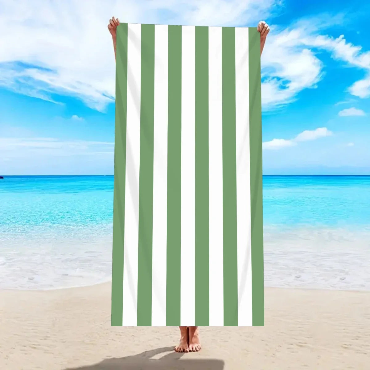 1pc Minimally Striped Beach Towel, Ultra-fine Fiber Quick Drying Absorbent Towel, Beach Swimming Vacation Beach Towel
