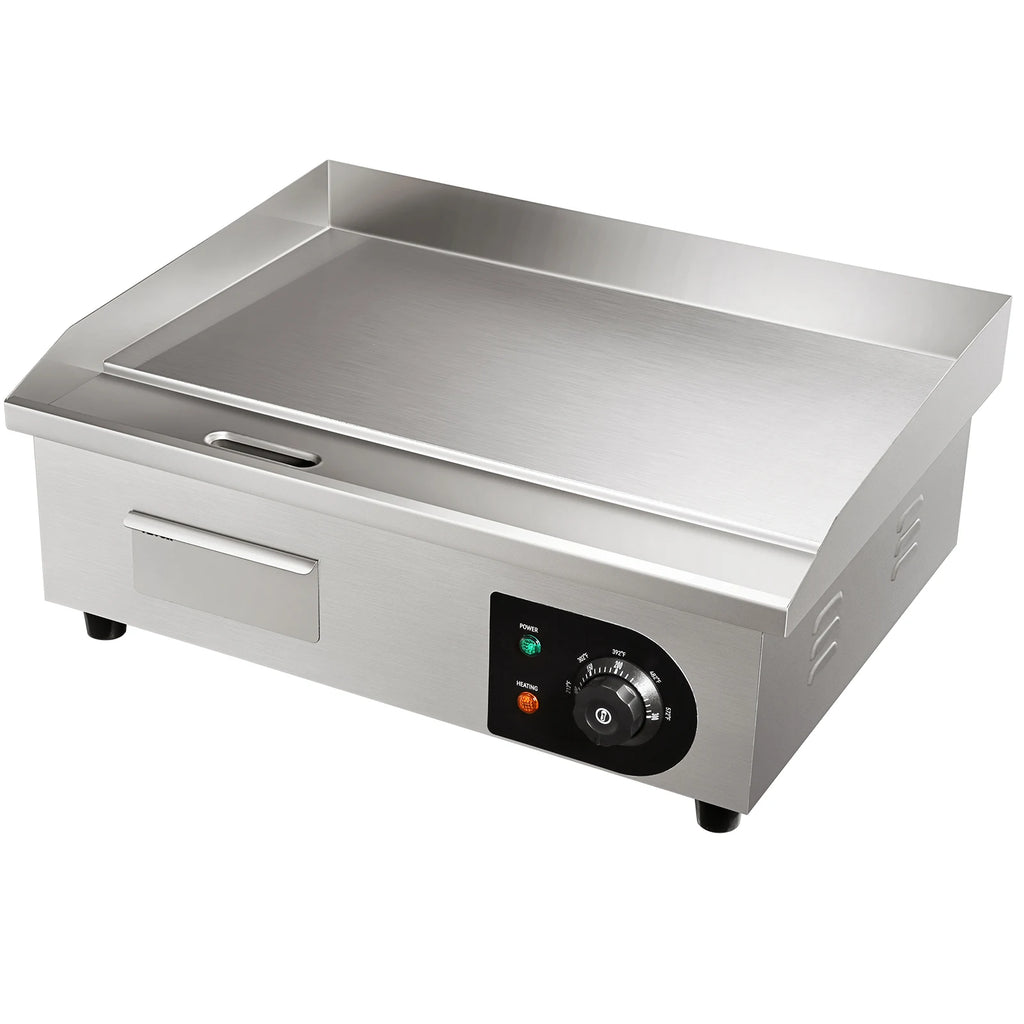 SucceBuy 21In Commercial Electric Grill Flat Pan Stainless Steel Desktop Griddle Hotplate Teppanyaki Grill w/Temperature Control