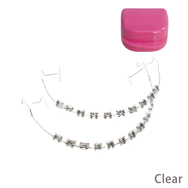 1 Pair Dental Fake Braces Temporary Tooth Decoration Colorful Metal Bracket Ligature Ties Dental Tool With Hook With Metal Wires