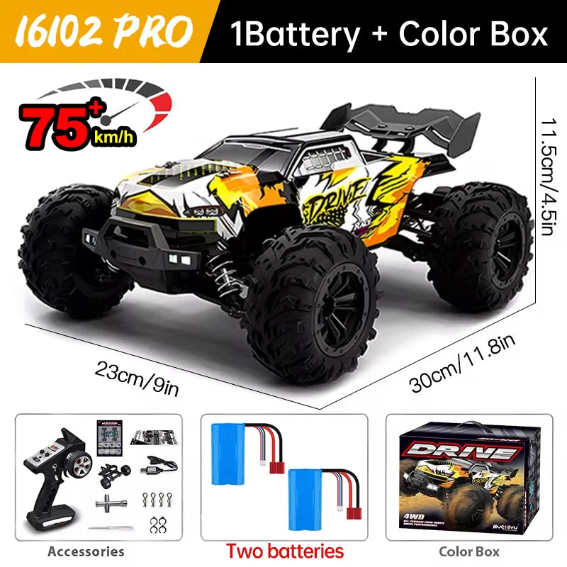 WLtoys 16101 Pro Carro RC 1:16 | 75KM/H | 4WD | Motor Brushless | LED | 2.4G | Drift Monster Truck | Regalo Niños