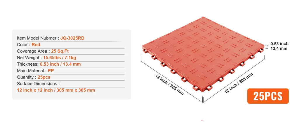 SucceBuy Garage Tiles Interlocking Garage Floor Covering Tiles Non-Slip Double-Sided Texture for Garages Basements Repair Shops