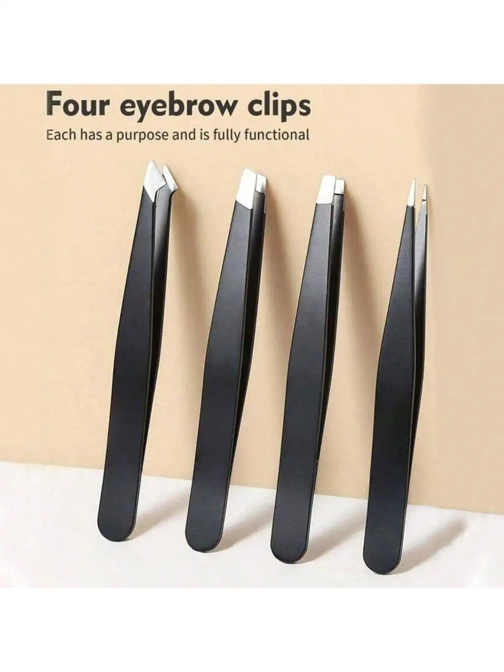 4-Pack Multi-purpose Stainless Steel Tweezers, Eyebrow Tightening Facial Hair Trimmer, Eye Shaping Makeup Tool Set