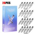 YILONG 50/20PCS Mixed Size Steriled Transparent Tattoo Cartridge Needles Needles with Membrane Safety Cartridges for Tattoo Pen