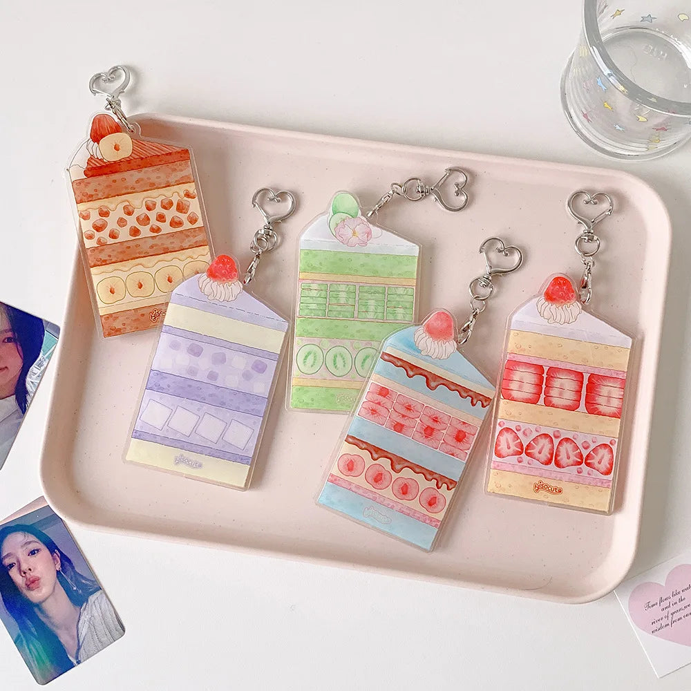 MINKYS Summer Fruit Acrylic 3 inch Kpop Photocard Holder Photo Card Holder Bag Pendant School Stationery