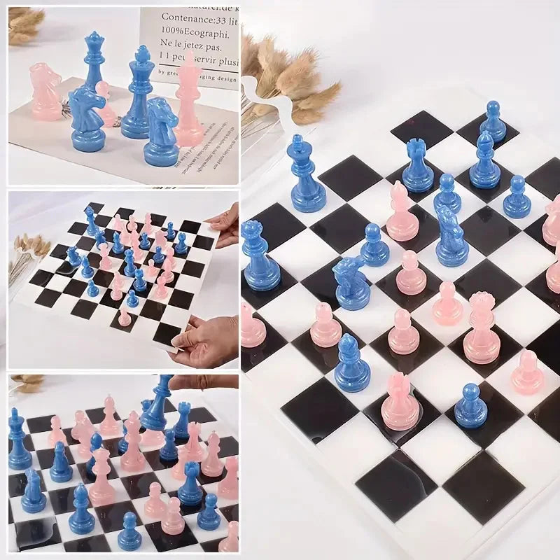 Moldes de Silicona 3D para Ajedrez y Damas | 7/16pcs | Resina DIY Juegos ♟️