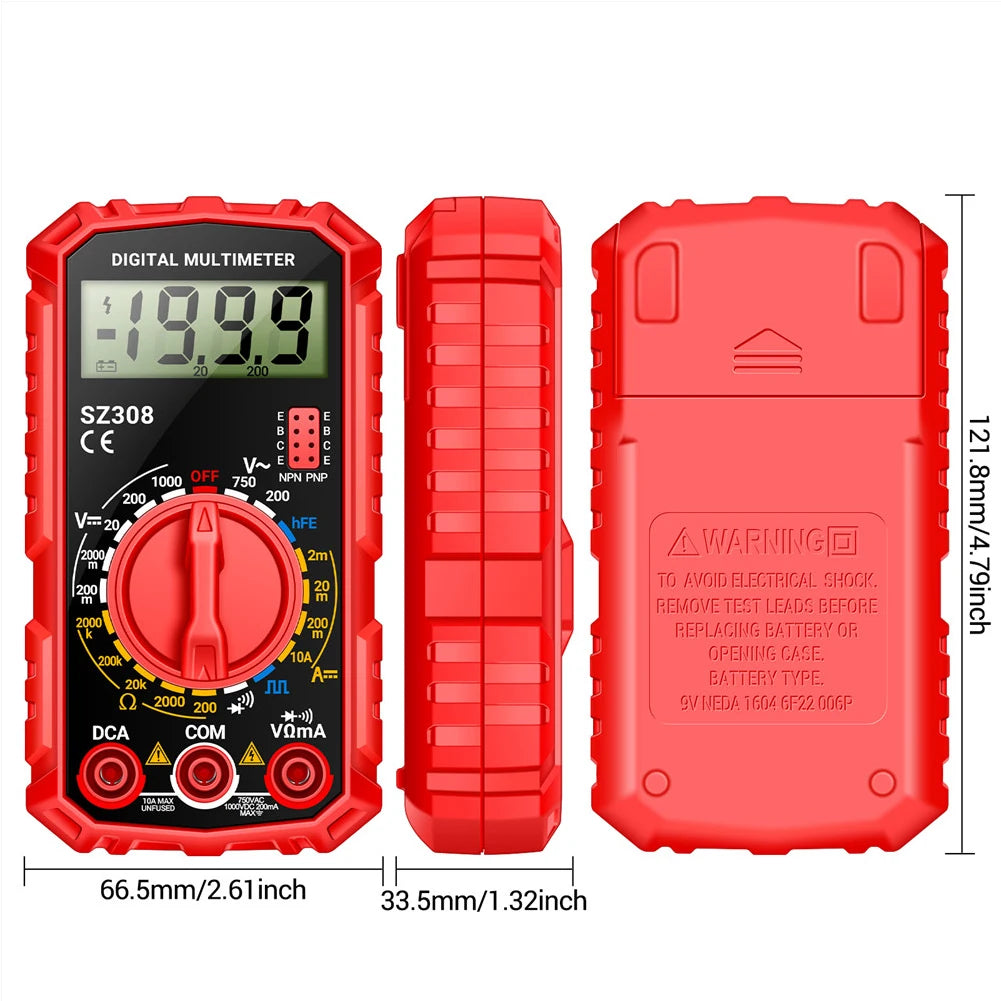ANENG SZ308 Digital Multimeter AC/DC Current Meter Voltage Resistance Meter Electrician LCD Backlight Ohm Square Wave Test