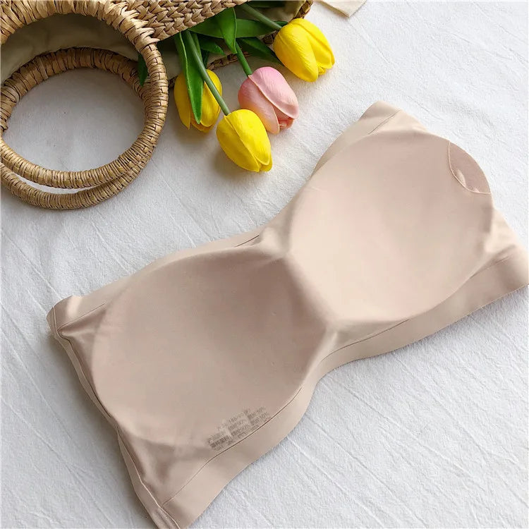 Ice Silk Seamless Strapless Bra | Wireless Soft Crop Tube Top | Women S-XXL