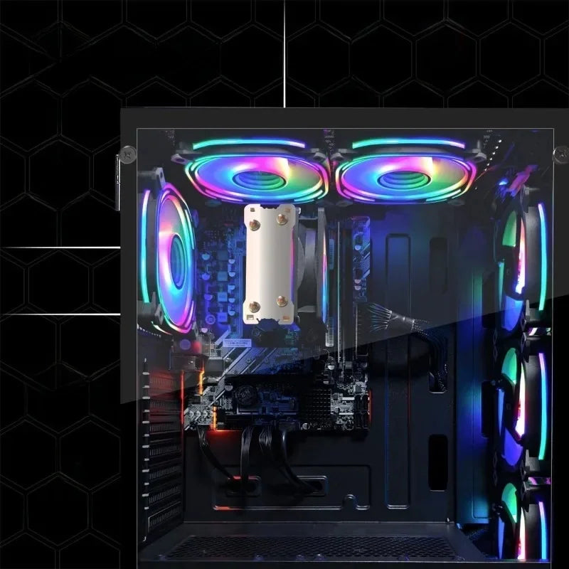 RGB Desktop PC Computer, AMD Ryzen 5 3400G up to 4.2GHz, 16G DDR4, 512G SSD, WiFi 6 & BT 5.2, RGB Fan x6, RGB Keyboard