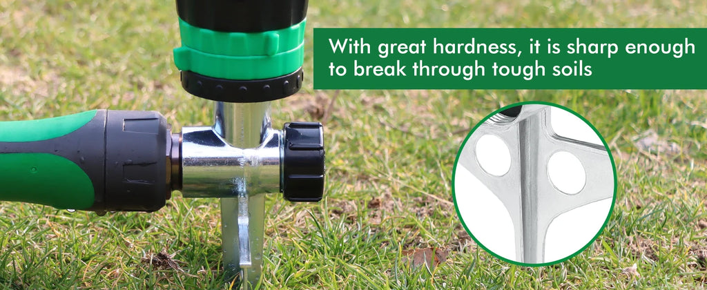 Gear Drive Sprinkler with Metal Spike Base, 5-Pattern Heavy Duty Gardening Watering System, Multi-Adjustable Law