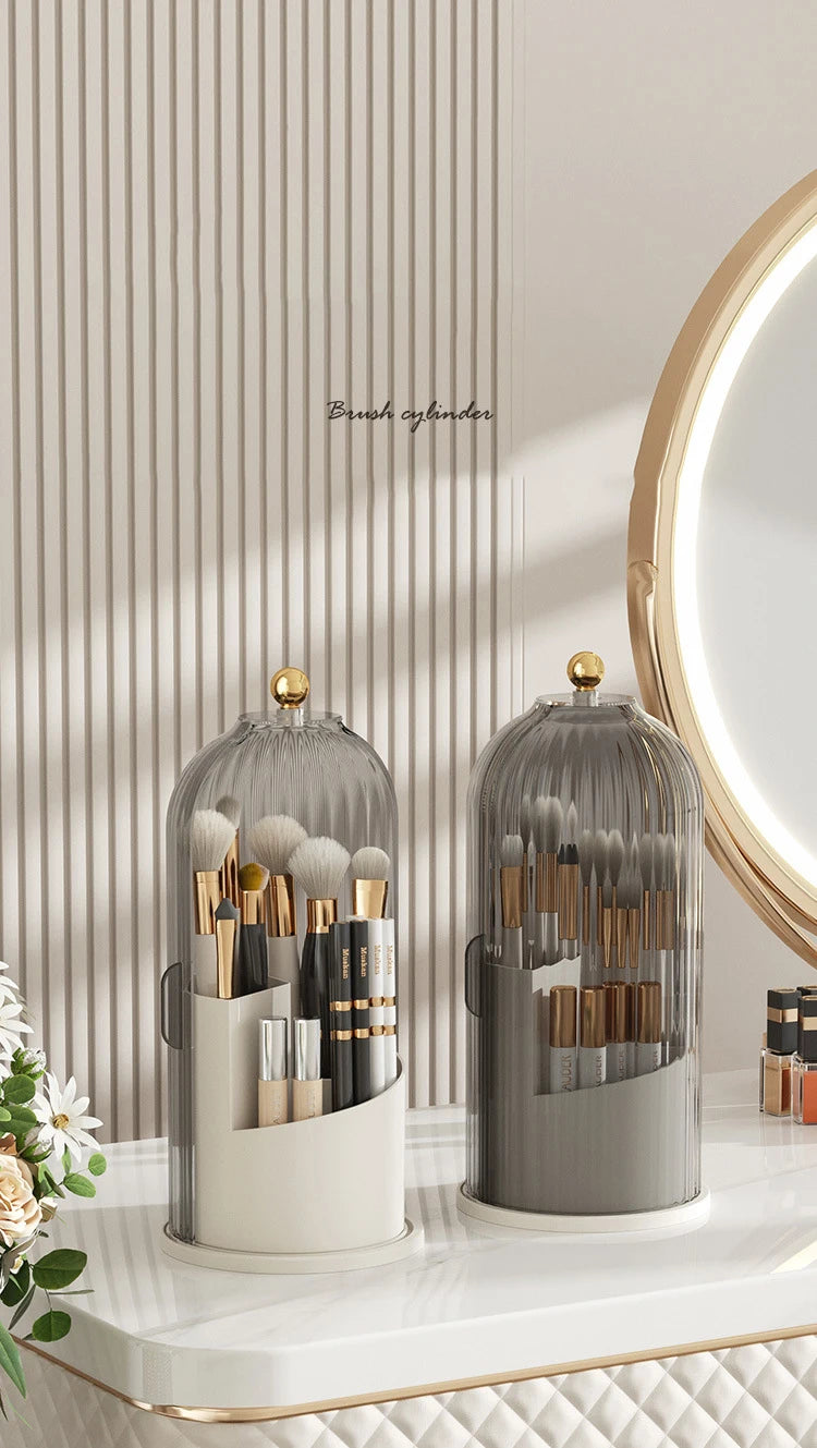 360° Rotating Makeup Brush Holder With Lid Luxury Cosmetic Organizer Lipstick Eyebrow Pencil Holder Eye Shadow Storage Box