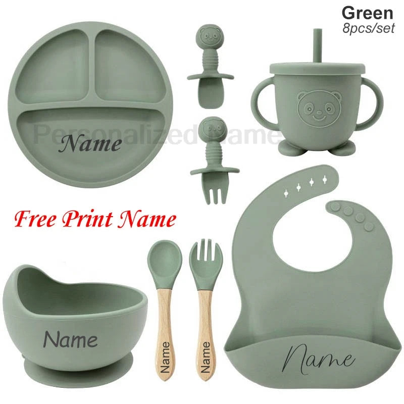 Set de Alimentación Personalizado para Bebé | Silicona | Plato, Bol y Vaso | Regalo 🍼