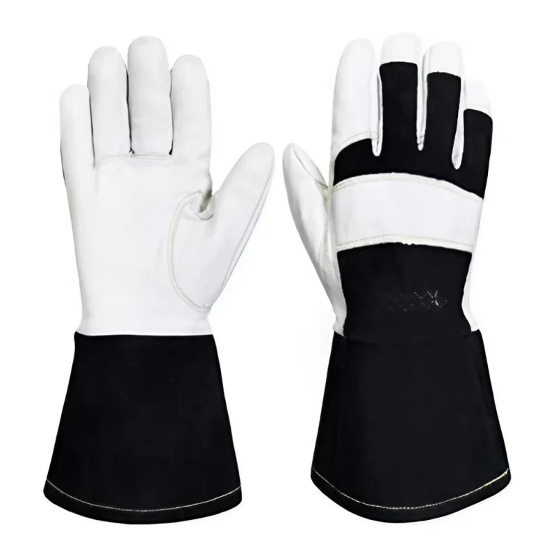 XYEHS 1 Pair Long Cuff Premium Goatskin TIG Welding Safety Work Gloves Heat Resistant Spark-Resistant BacK Cowsplit Long Cuff
