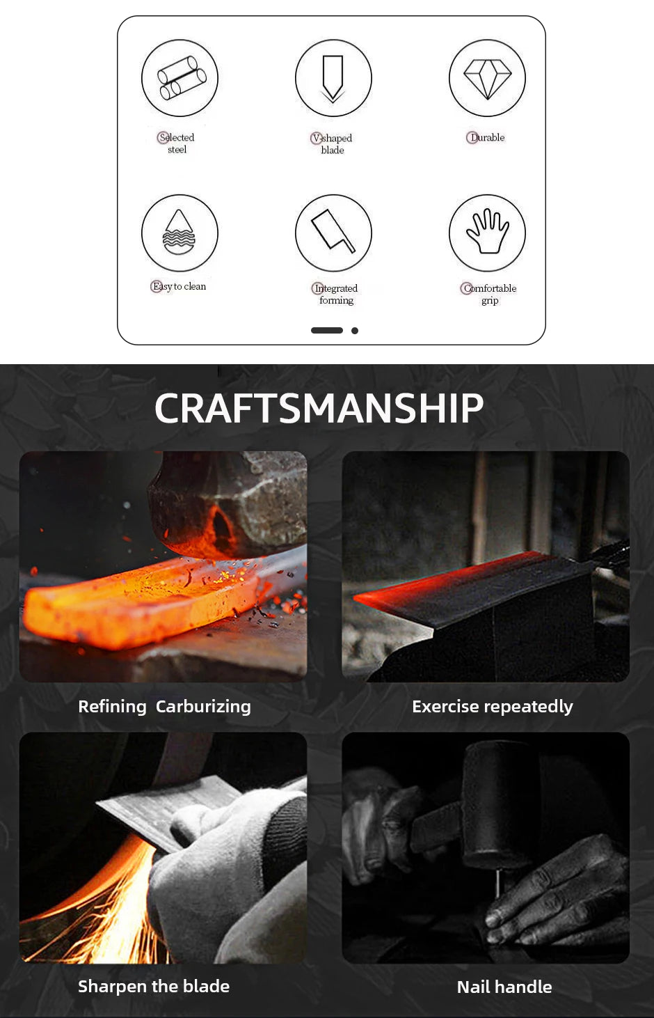 Handmade Meat Cleaver Heavy Duty Kitchen Knife Stainless Steel Butcher Slicing Boning Knife Forged Chopping Knife for Meat Fish