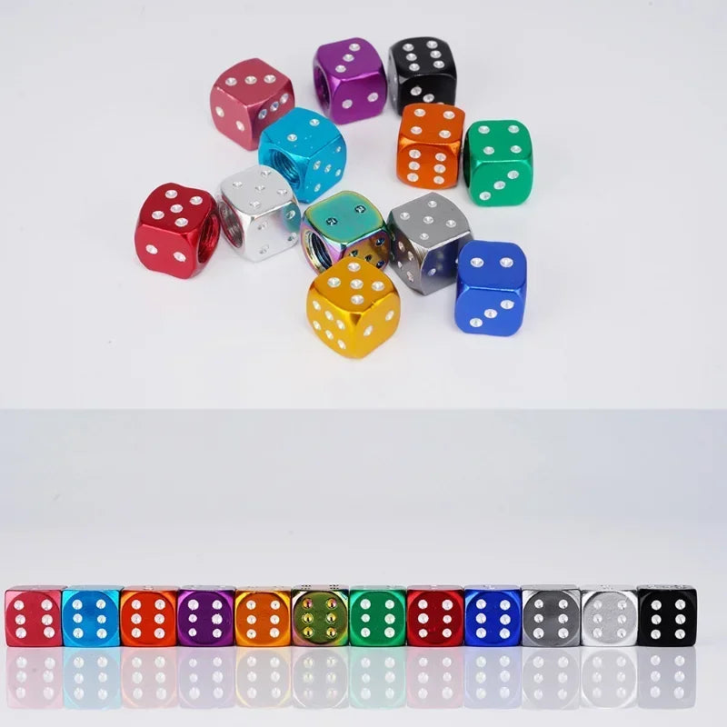 4PCS Aluminum Alloy Dice Car Wheel Tire Valve Caps Tyre Rim Stem Covers Airdust Waterproof For Automobiles Motorcycles Trucks
