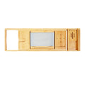 Adjustable Bamboo Bathtub Tray with Wine Glass Holder & iPad Slot, Waterproof Bath Caddy for Relaxation, Reading, Wine Time