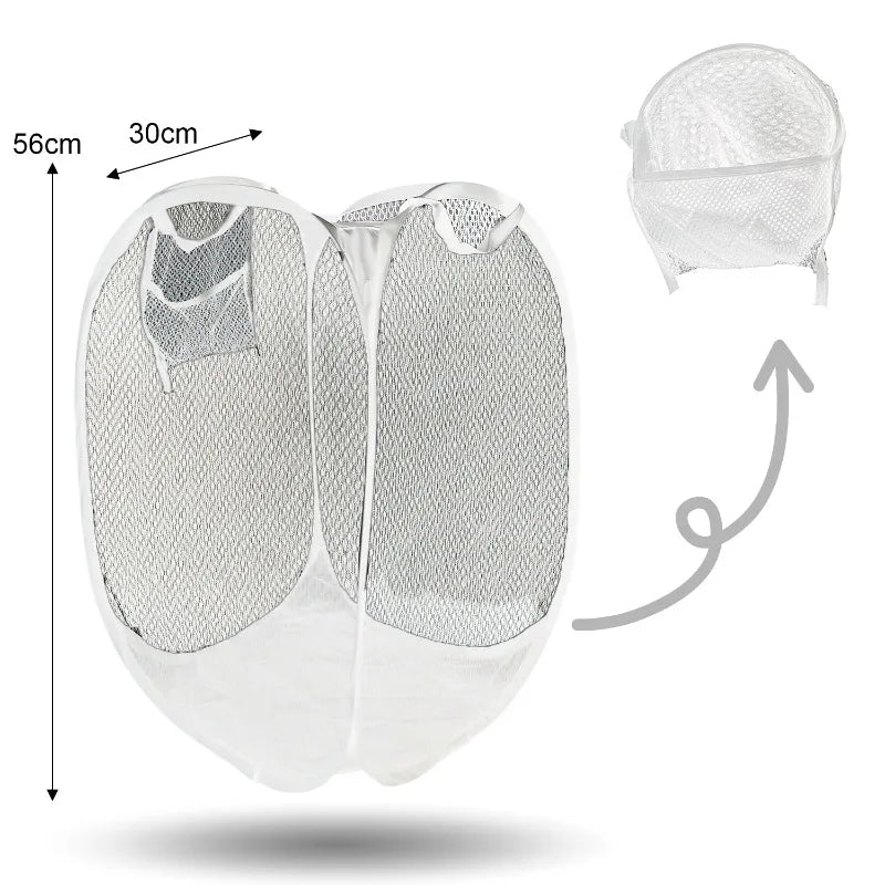 Folding Dirty Laundry Sorting Basket Washing FrameBathroomCloth MeshStorage BagFrame Bucket LaundryOrganizers Storage Pouch