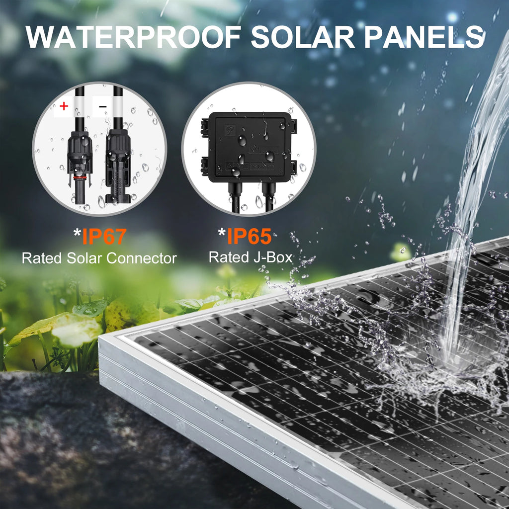 DOKIO 18V 100W-200W Rigid Solar Panel China Monocrystalline Silicon Waterproof Solar Panel #DSP-100M/DSP-100MX2 Camping/Home/RV