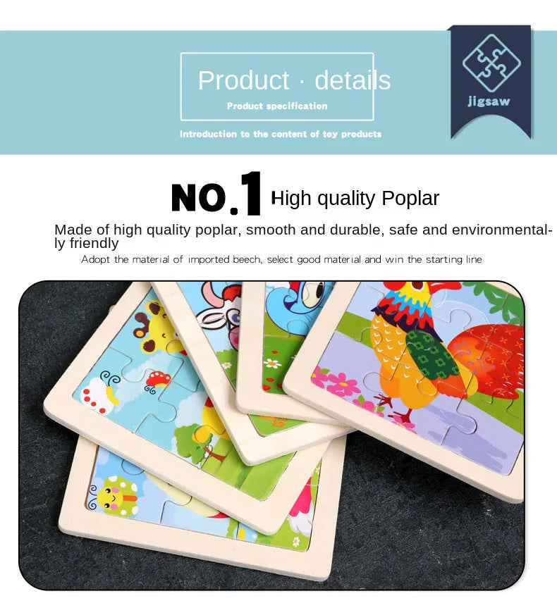 Wooden Animal Jigsaw Puzzle for Kids – Montessori Game