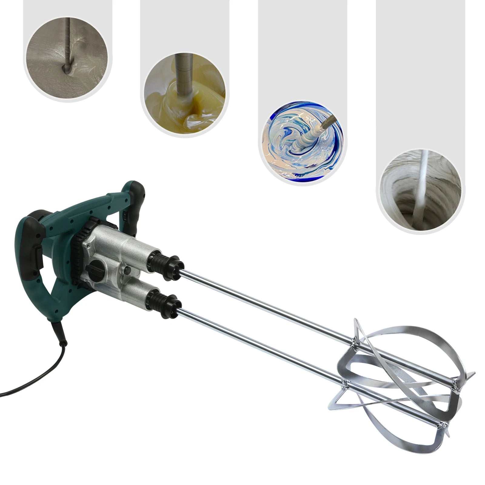Handheld Paint and Mortar Stirrer Corded Electric 2-Gear Concrete Mixer 6 Speeds Optional Red/Green US/EU Standard 110V
