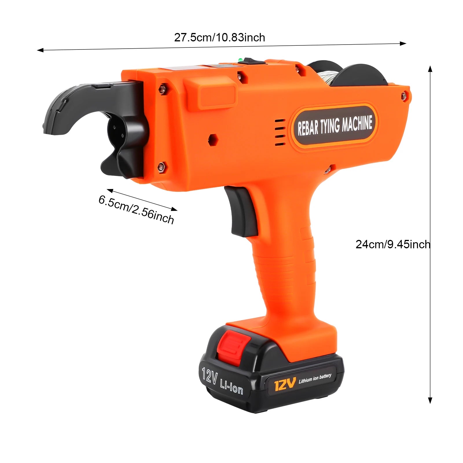 8mm-34mm Automatic Rebar Tier Binding Machine 12V 4500mAh Electric Handheld Rebar Tying Machine Wire Pliers Tool Kit w/Batteries