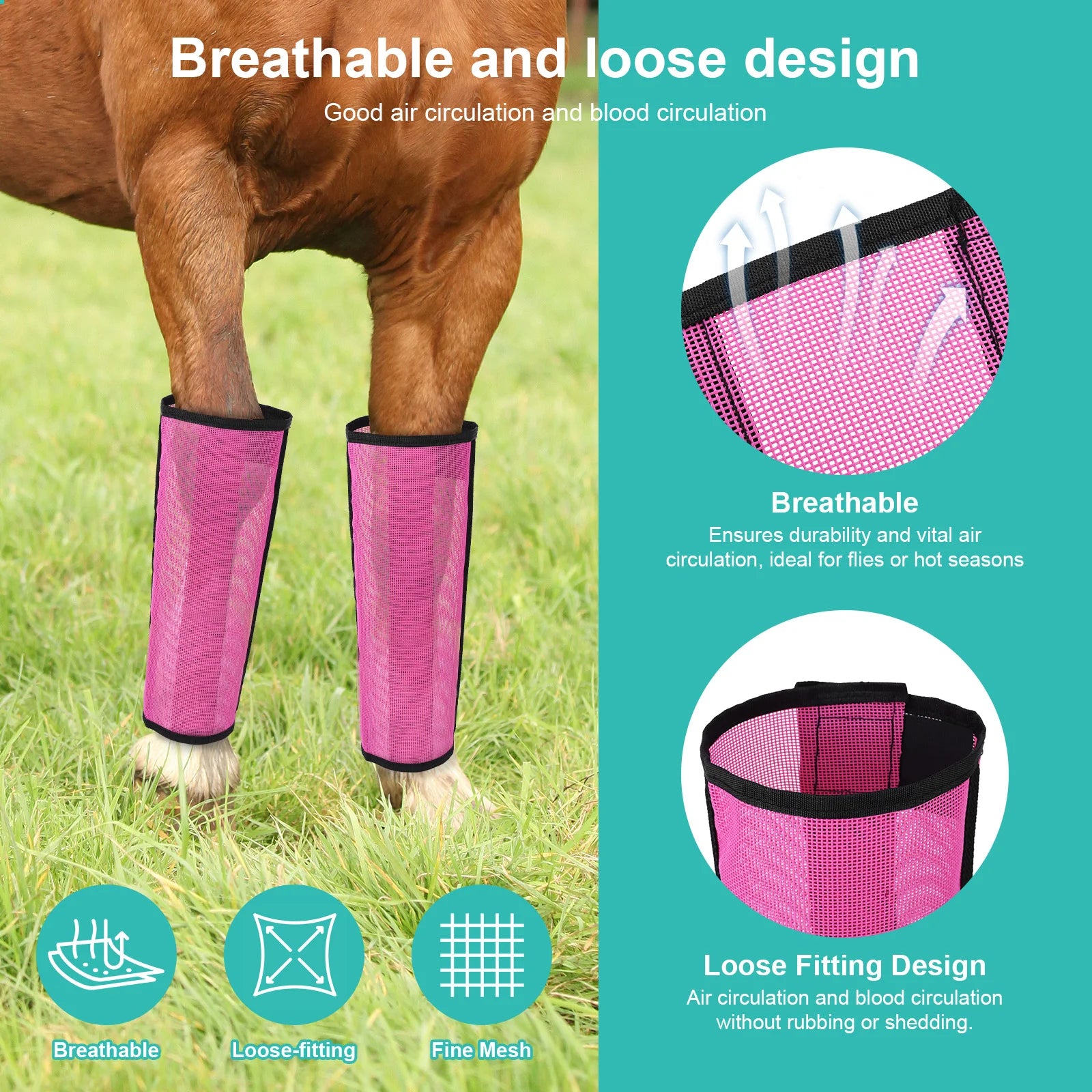 4pcs Botas Antimoscas para Patas de Caballo | Malla Transpirable | Protección 🐎