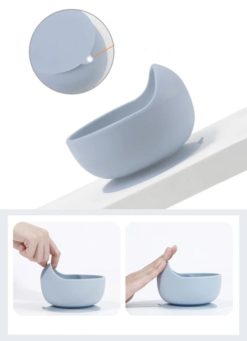 Set de Vajilla de Silicona para Bebé | Bol, Plato, Vaso, Cuchara y Tenedor 🍼