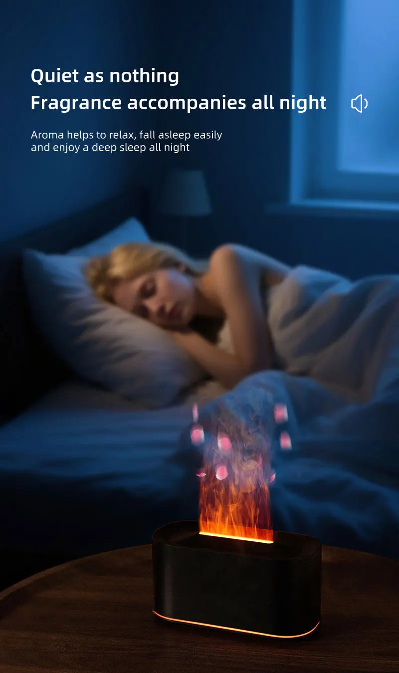 Essential Oil Diffuser,Flame Colorful Water Vapor Fire Humidifier for Aromatherapy Aroma Therapy Machine Room,Flame Diffuser