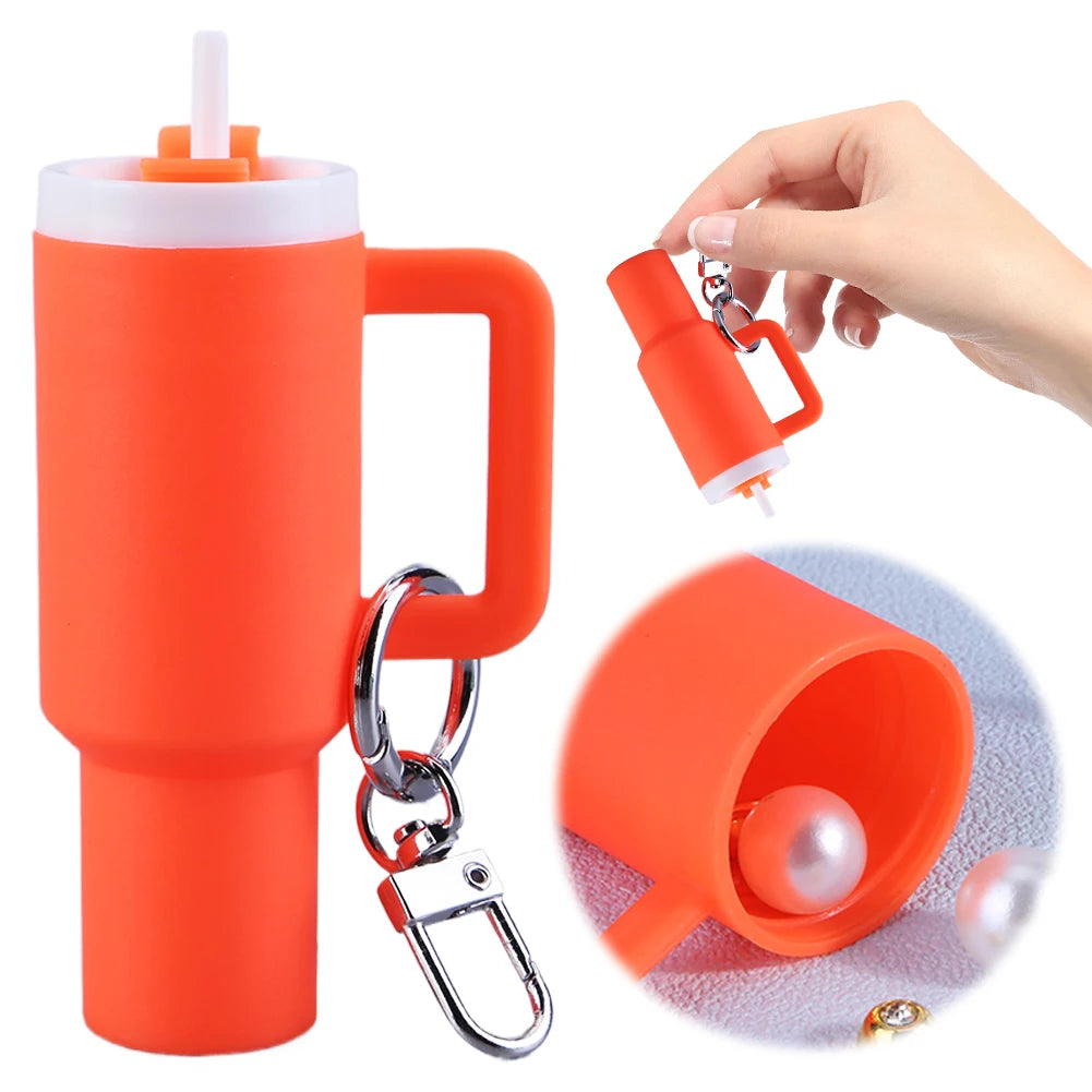 Mini Cup Keychain Lip Balm Keychain Cute Tumbler Key Ring Chapstick Holder Keychain Handbag Charms Key Ring for School Bag