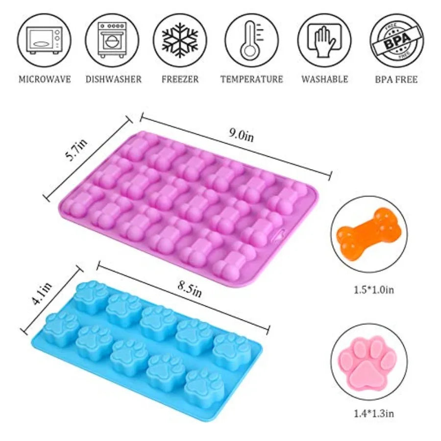 Molde de Silicona Pata y Hueso de Perro | Jelly, Chocolate y Snacks para Mascotas 🐾