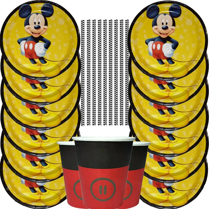 57pcs/Disney Pink Wave Minnie Mouse Theme Party Supplies Cups Plates Straw Kids Girls Baby Shower Birthday Party Decorations Set