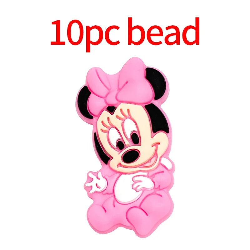 1/3/10pcs Silicone Mickey Teething Beads Food Grade Cartoon Shape Baby Teethers Toys DIY Pacifier Clips Chain Accessories