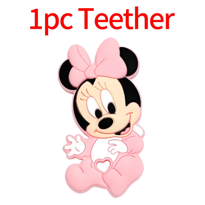 1/3/10pcs Silicone Mickey Teething Beads Food Grade Cartoon Shape Baby Teethers Toys DIY Pacifier Clips Chain Accessories