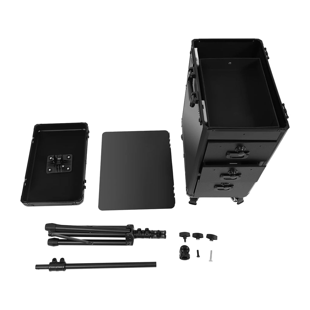 Tattoo Suitcase Mobile Tattoo Trolley Case Rolling Makeup Train Case W/ 3 Drawers for Nail Art Embroidery Hairdressing