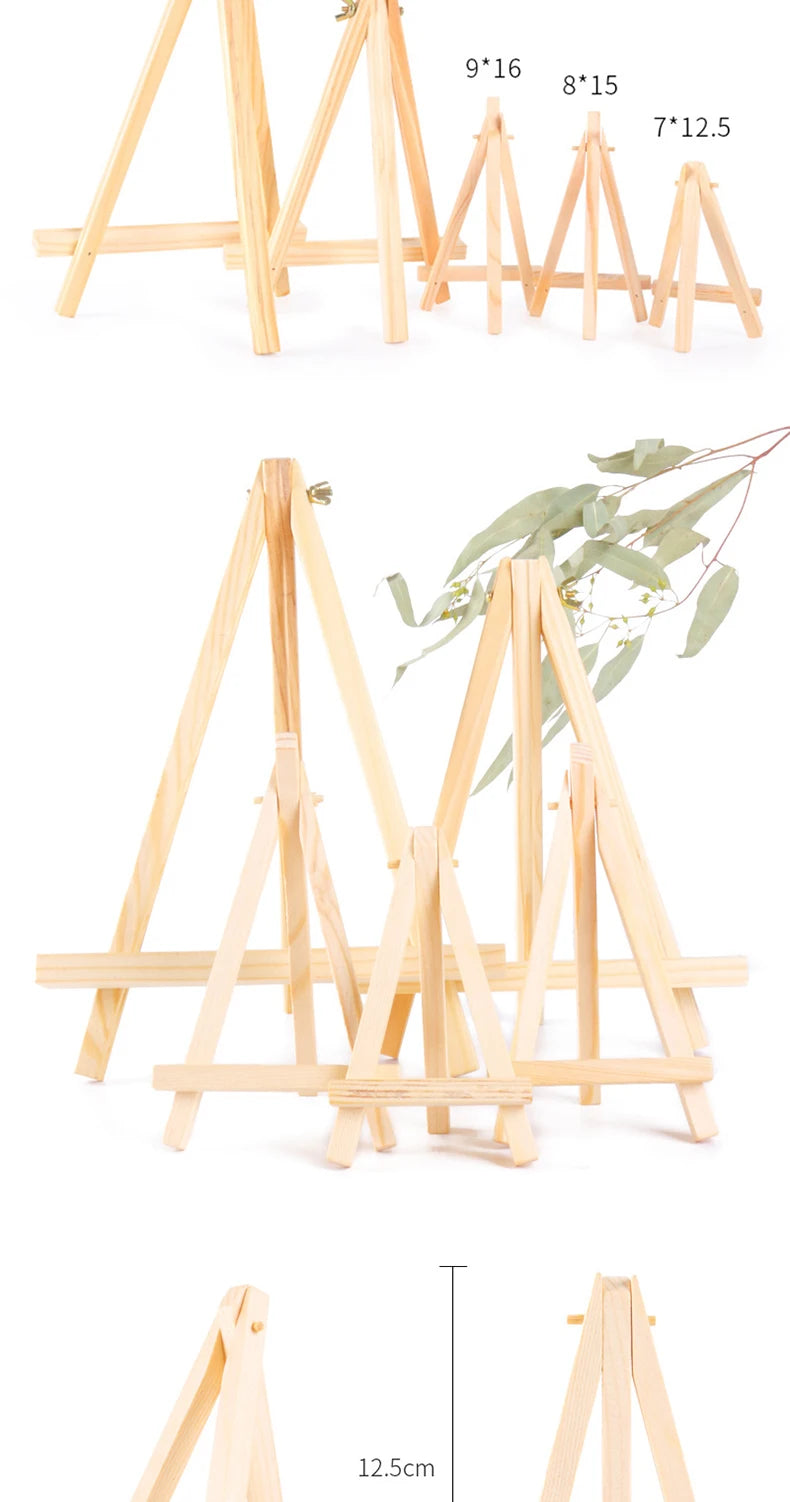 5 pcs Mini Wooden Easel for Mobile Phone Holders,Folding Desktop Display,Triangle Bracket,Drawing Board,Art Supplies