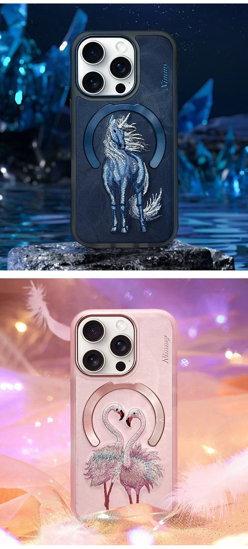 Dragon Phoenix 3D Embroidery Protective Case For iPhone 16 Pro Max Magnetic Wireless Charger Trend Original Fashion Cover - Firu Total Sales