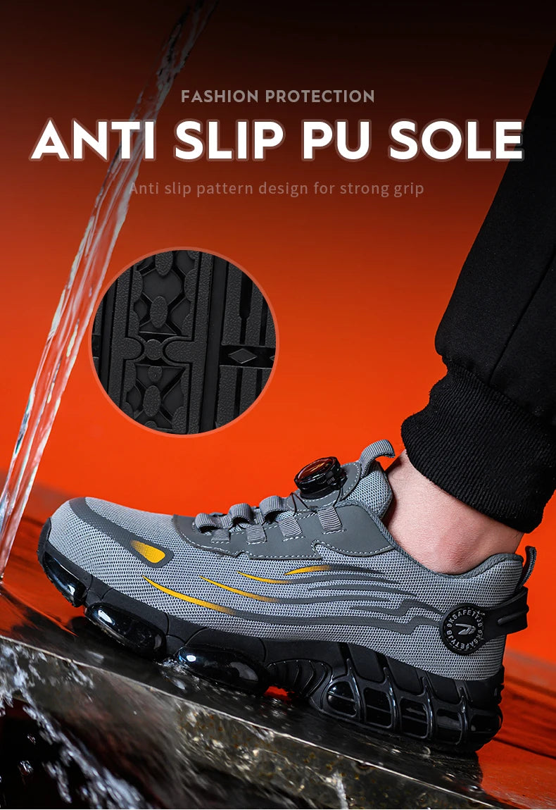 Zapatos de Seguridad Transpirables | Sin Cordones | Suela Blanda | Antipinchazos | Antiaplastad