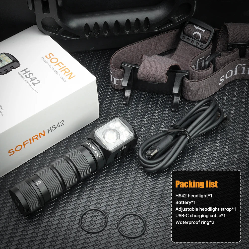 Sofirn HS42 Linterna Frontal 2100lm | SST40 LED | 18650 | USB-C Recargable | Power Bank | Magnética | Camping y Pesca