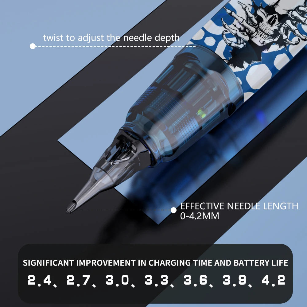 Wireless Tattoo Pen Kit, Wireless Tattoo Machine, Includes 10 Tattoo Needles and 2 Disposable Cap Tattoo Ink Cups, Tattoo Pen Machine Pen Holder, Transfer Paper and Other Tattoo Supplies, Suitable for Tattoo Beginners and Tat