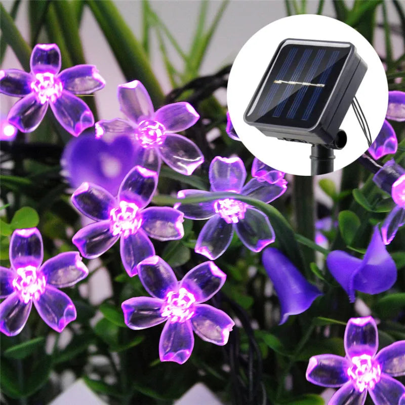 Solar Sakura Fairy String Lights | Cherry Blossom LED | Wedding Garden Christmas Outdoor