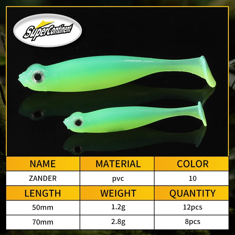 Supercontinent Shad Cola-T Silicona | 5cm/7cm | Swimbait Wobbler | Pesca Mar, Lago y Río - Firu Total Sales